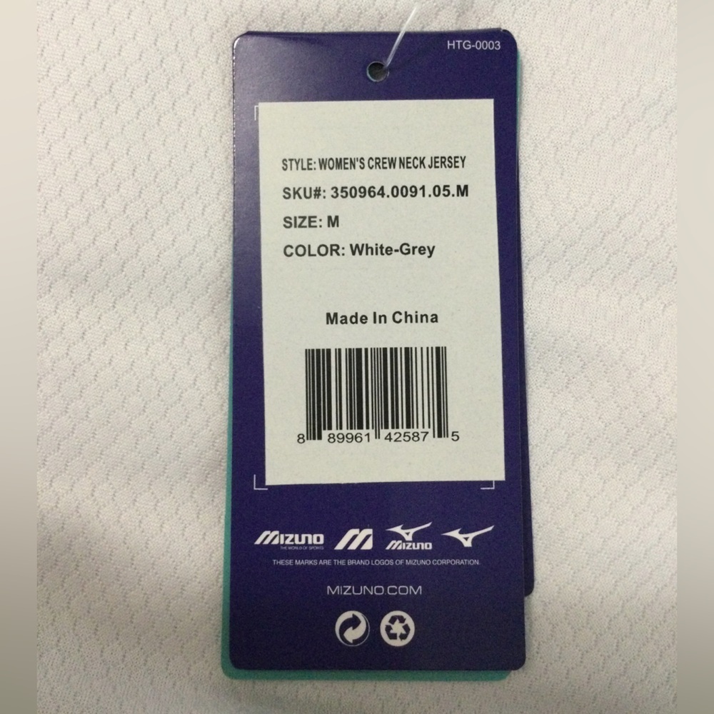 Mizuno Womens Performance Crew Neck Jersey Wht/Gray Size M - Picture 5 of 8